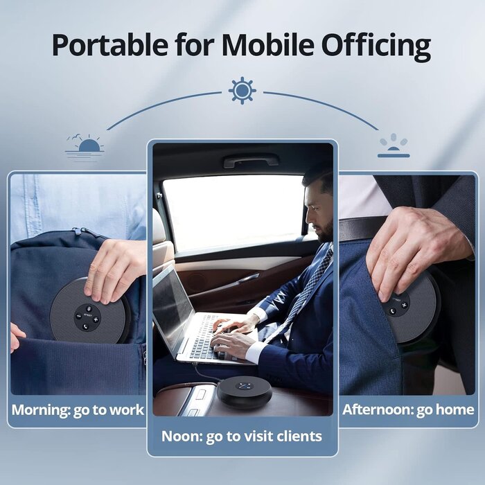 E1102 - EMEET USB Speakerphone, M1A Zoom Certified AI Mics 360° Voice Pickup USB Type C-A Plug&Play Computer Speakers with Microphone, Fast Mute Noise Reduction Echo Cancellation for 5-8 People for Zoom Teams