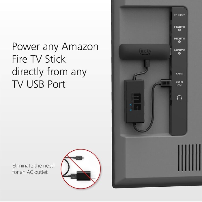 Made for Amazon FIRE-STICK-USB-PWR - Mission Cables Fire Stick USB Power Cable (Eliminates the Need for AC Adapter)