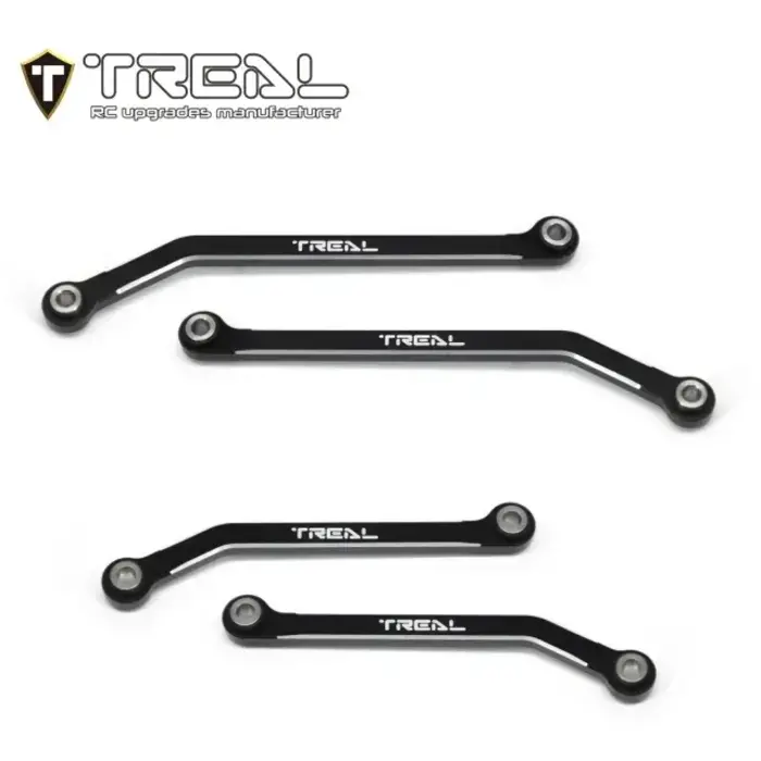 TREAL TR-AHCL-BLK - TREAL Aluminum 7075 High Clearance Links Set (4pcs) Chassis Lower Links for 1/18 TRX4M Defender Bronco