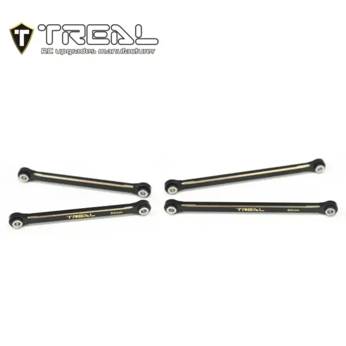 TREAL TR-BLL-BLK/GLD - TREAL Brass Lower Links Set (4pcs) Lower Chassis 4-Links Upgrades Compatible with TRX4M Defender Bronco