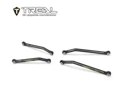 TREAL TR-BHCL-BLK/GLD - TREAL Brass High Clearance Links Set (4pcs) Chassis Lower Links Compatible with TRX4M Defender Bronco