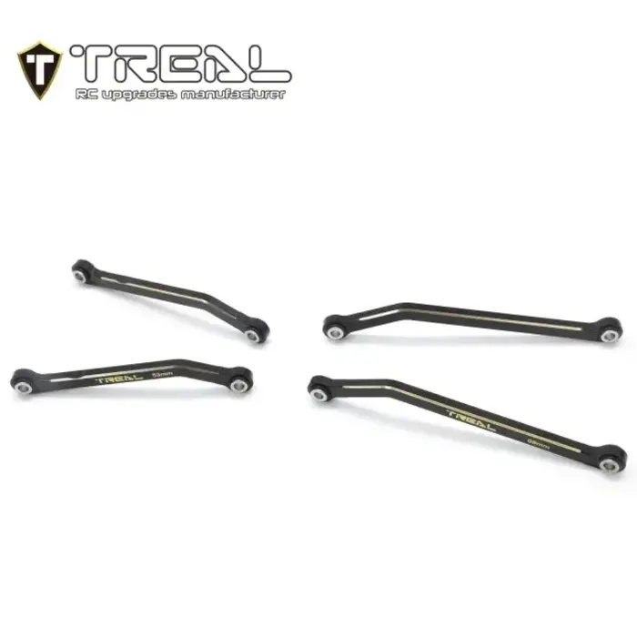 TREAL TR-BHCL-BLK/GLD - TREAL Brass High Clearance Links Set (4pcs) Chassis Lower Links Compatible with TRX4M Defender Bronco