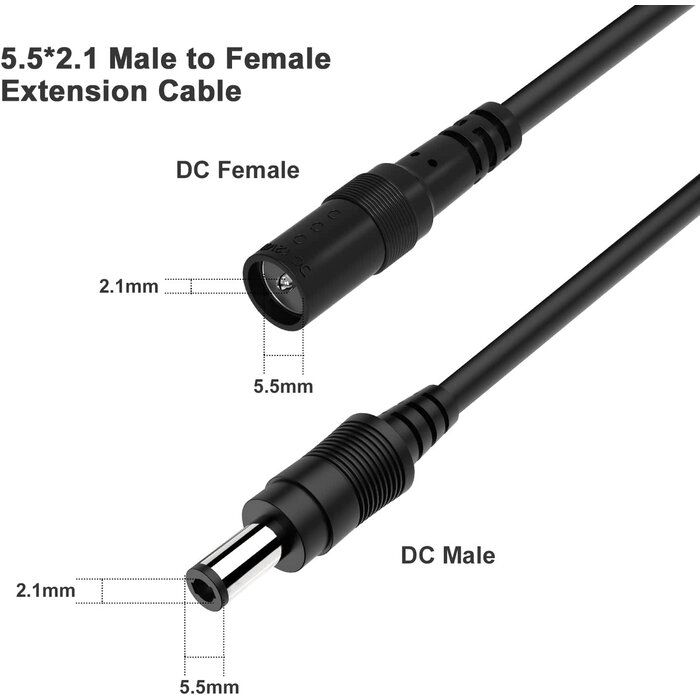 WILDHD Dcc01-10M - WILDHD DC Power Extension Cable 33ft 2.1mm x 5.5mm Compatible with 12V DC Adapter Cord for CCTV Security Camera IP Camera Standalone DVR (5.5mm DC Plug 33ft Black)