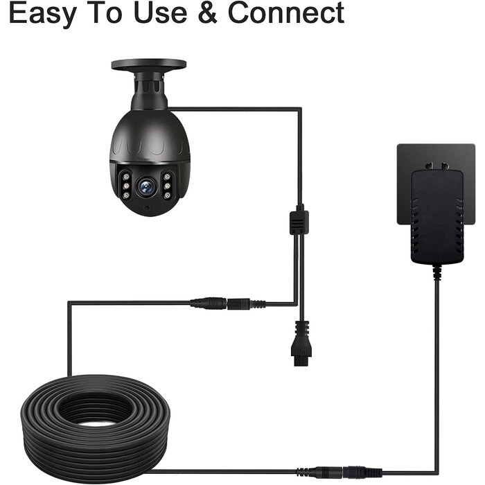 WILDHD Dcc01-10M - WILDHD DC Power Extension Cable 33ft 2.1mm x 5.5mm Compatible with 12V DC Adapter Cord for CCTV Security Camera IP Camera Standalone DVR (5.5mm DC Plug 33ft Black)