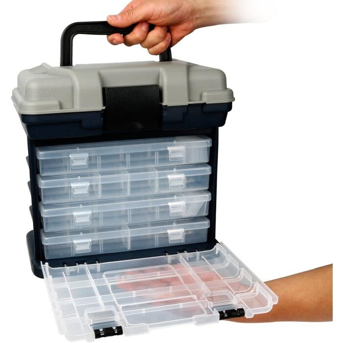 Sougayilang Tool Box, 10in 1pk - 4 Drawers Toolbox Organizers and Storage, Toolkit Workbench Garage Organizing Set Plastic Chest