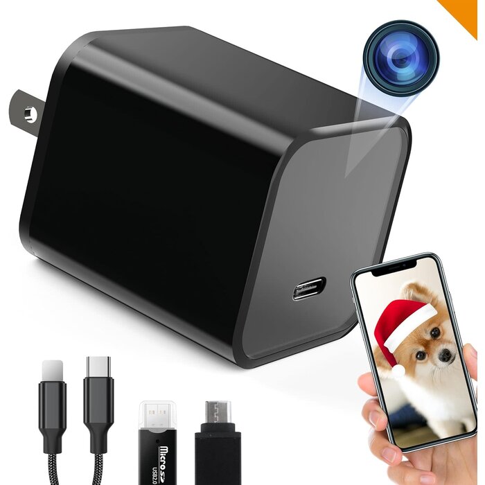 ALPHA-TECH-SPY-CAM - ALPHA TECH WiFi Smart Camera Charger - Remote View - 2.4G/5G WiFi - Premium HD 1080P - Best Mini Camera for Pets Nanny - Real Time Monitoring - Wide-Angle 160° - iOS Android