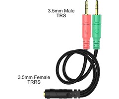 ENVEL 3.5F2SPLIT-3.5M - ENVEL Headset and Microphone Splitter Cable for PC 3.5mm Jack Headphones Audio Adapter Convertors 3.5mm Female to 2 Dual 3.5mm Male for Computer Simultaneously Y Splitter