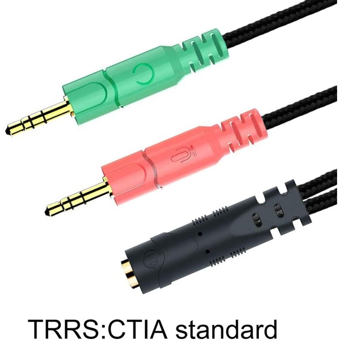 ENVEL 3.5F2SPLIT-3.5M - ENVEL Headset and Microphone Splitter Cable for PC 3.5mm Jack Headphones Audio Adapter Convertors 3.5mm Female to 2 Dual 3.5mm Male for Computer Simultaneously Y Splitter