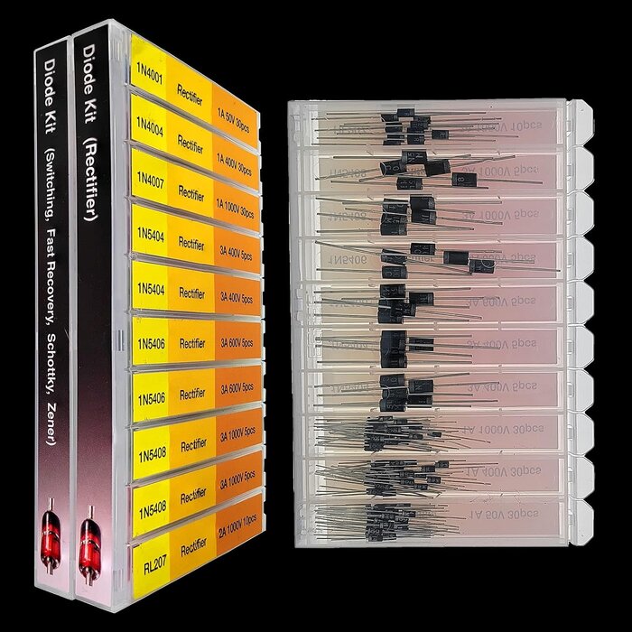 EE912-EE933-A - EEEEE 130pcs Diode Assortment Kit Contains Rectifier Fast Recovery Schottky Switching Zener Diode Pack of Assorted diodes, 1N4001 1N4004 1N4007 1N5404 1N5406 1N5408 RL207