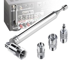 FM-ANT-MULTI - Ancable Indoor FM Telescopic Radio Antenna 75 Ohm F Type Male Plug Connector with Adapter for Table Top Radio HiFi AV Stereo Receiver Mini System