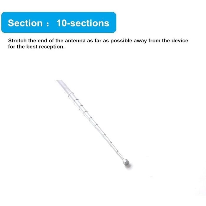 FM-ANT-MULTI - Ancable Indoor FM Telescopic Radio Antenna 75 Ohm F Type Male Plug Connector with Adapter for Table Top Radio HiFi AV Stereo Receiver Mini System