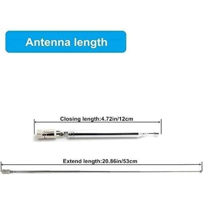 FM-ANT-MULTI - Ancable Indoor FM Telescopic Radio Antenna 75 Ohm F Type Male Plug Connector with Adapter for Table Top Radio HiFi AV Stereo Receiver Mini System