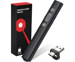 SSPONT Presentation Clicker for Powerpoint, Wireless Presentation Remote, Laser Pointer for Presenter, Slide Show Clicker, PPT/Keynote/Google Slides/Classroom, Mac/Windows/Linux/Laptop/MacBook (JH08)