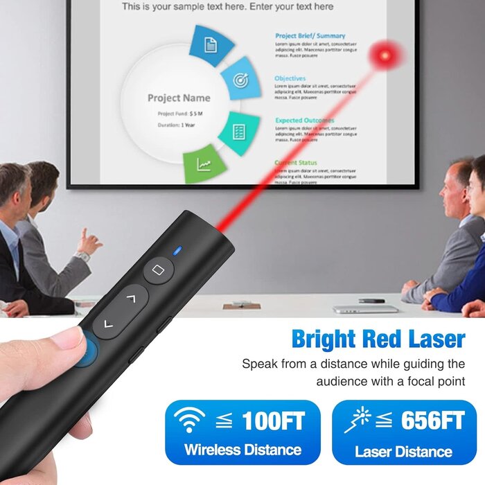SSPONT Presentation Clicker for Powerpoint, Wireless Presentation Remote, Laser Pointer for Presenter, Slide Show Clicker, PPT/Keynote/Google Slides/Classroom, Mac/Windows/Linux/Laptop/MacBook (JH08)