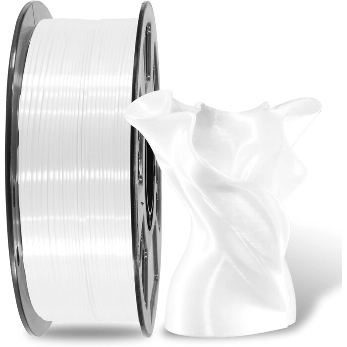 MIKA3D MIKA3D-SILK-WHITE - MIKA3D Silk Shiny White PLA Filament, 1KG 2.2Lbs 3D Printing Material with 1.75mm High Diameter Accuracy, Neatly Wound Silk PLA Widely Support for FDM 3D Printers