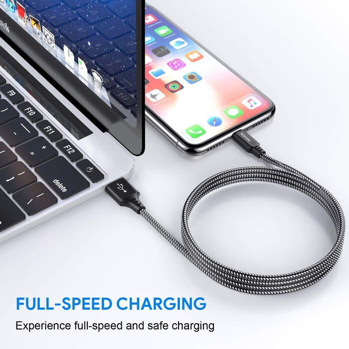 LIGHTNING-3FT - IWAVION iPhone Charger Cable, 3ft/1m Lightning Cable Nylon Braided MFi Certified iPhone Cable USB Sync Cord Fast iPhone Charging Cable for iPhone Xs Max X XR 8 7 6s 6, iPad Mini/Air, iPod