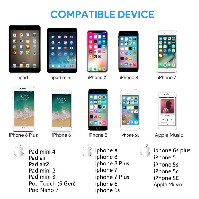 LIGHTNING-3FT - IWAVION iPhone Charger Cable, 3ft/1m Lightning Cable Nylon Braided MFi Certified iPhone Cable USB Sync Cord Fast iPhone Charging Cable for iPhone Xs Max X XR 8 7 6s 6, iPad Mini/Air, iPod