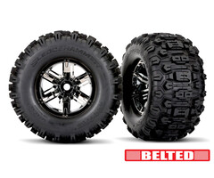 Traxxas 7871X - Black Chrome X-Maxx Wheels & Belted Sledgehammer Tires (2) X-Maxx 8s Belted & XRT