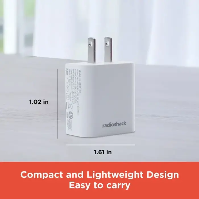 RadioShack 2605163 - RadioShack 3.4A, 17W, Dual USB-A Port Wall Charger