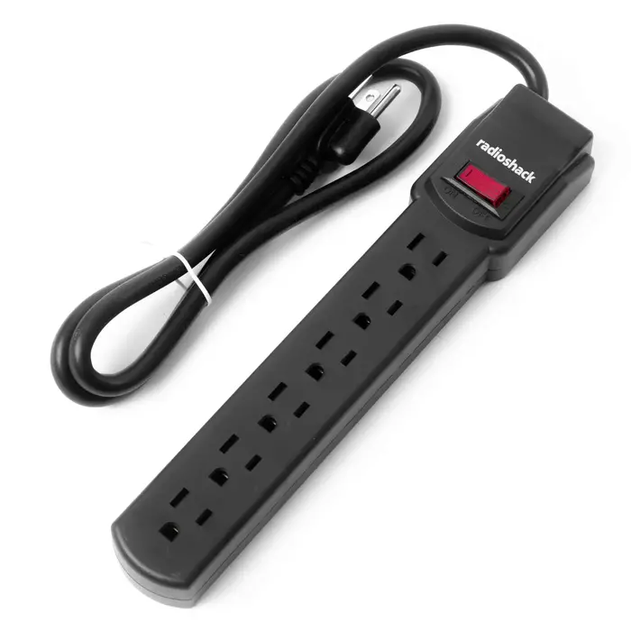 RadioShack 6100815  - RadioShack 6-Outlet 90 Joules Power Strip 6100815 Black