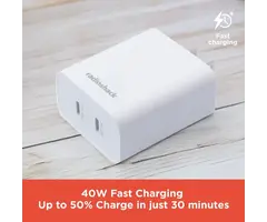 RadioShack 2605164 - RadioShack 3A, 40W, Dual Port USB-C Wall Charger