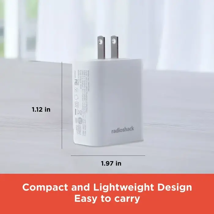 RadioShack 2605164 - RadioShack 3A, 40W, Dual Port USB-C Wall Charger