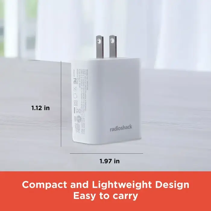 RadioShack 2605164 - RadioShack 3A, 40W, Dual Port USB-C Wall Charger