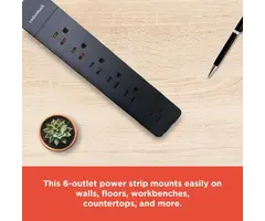 RadioShack 6100855 - RadioShack 6 Outlet Power Strip with 2 USB-A inputs 5V and 90J Surge Protector
