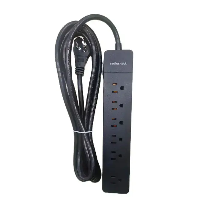 RadioShack 6100855 - RadioShack 6 Outlet Power Strip with 2 USB-A inputs 5V and 90J Surge Protector