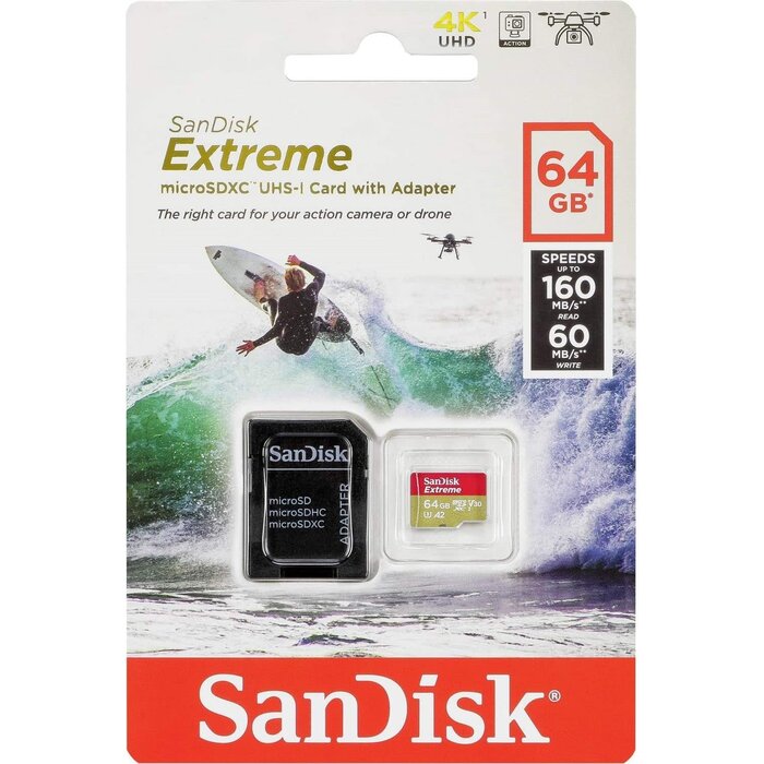 SanDisk MICROSDXC-64GB - SanDisk 64GB Extreme for Mobile Gaming MicroSD UHS-I Card - C10, U3, V30, 4K, A2, Micro SD
