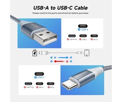 USBC-10FT - ANMIEL 3.1A Fast Charging USB-C Cable, 10ft, USB Type C Charger Cord Nylon Braided Compatible with Samsung Galaxy A10e A20 A50 A51 A71,S10 S9 S8 Plus S10E,Note 20 10 9 8,Moto G7 G8