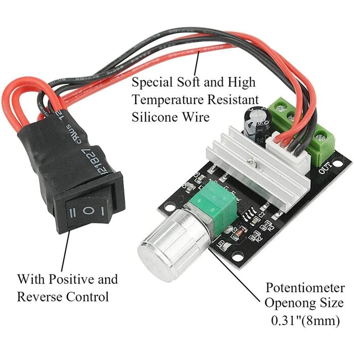 PWM-1203BB - ABSOK DC Motor Speed Controller PWM 1203BB 6 V 12 V 24 V 3 A 80 W Speed Adjustable Reversible Pulse Forward And Reverse Control Switch Button