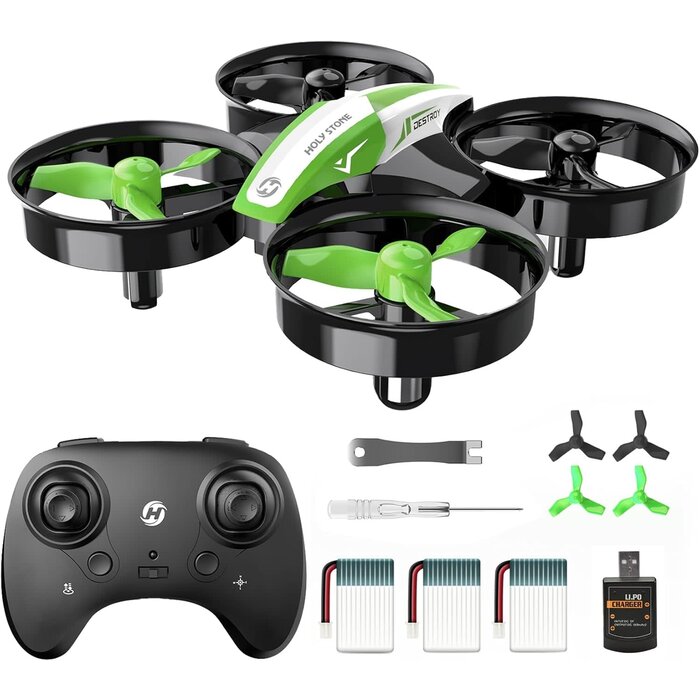 HS210-GRN - Holy Stone Mini Drone for Kids and Beginners, Indoor Outdoor Quadcopter Plane for Boys Girls with Auto Hover, 3D Flips, 3 Batteries, Headless Mode, Great Gift Toy for Boys and Girls, HS210 Green