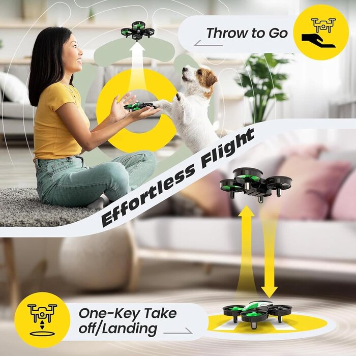 HS210-GRN - Holy Stone Mini Drone for Kids and Beginners, Indoor Outdoor Quadcopter Plane for Boys Girls with Auto Hover, 3D Flips, 3 Batteries, Headless Mode, Great Gift Toy for Boys and Girls, HS210 Green