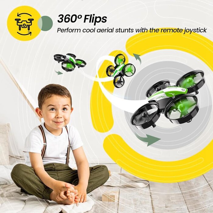 HS210-GRN - Holy Stone Mini Drone for Kids and Beginners, Indoor Outdoor Quadcopter Plane for Boys Girls with Auto Hover, 3D Flips, 3 Batteries, Headless Mode, Great Gift Toy for Boys and Girls, HS210 Green