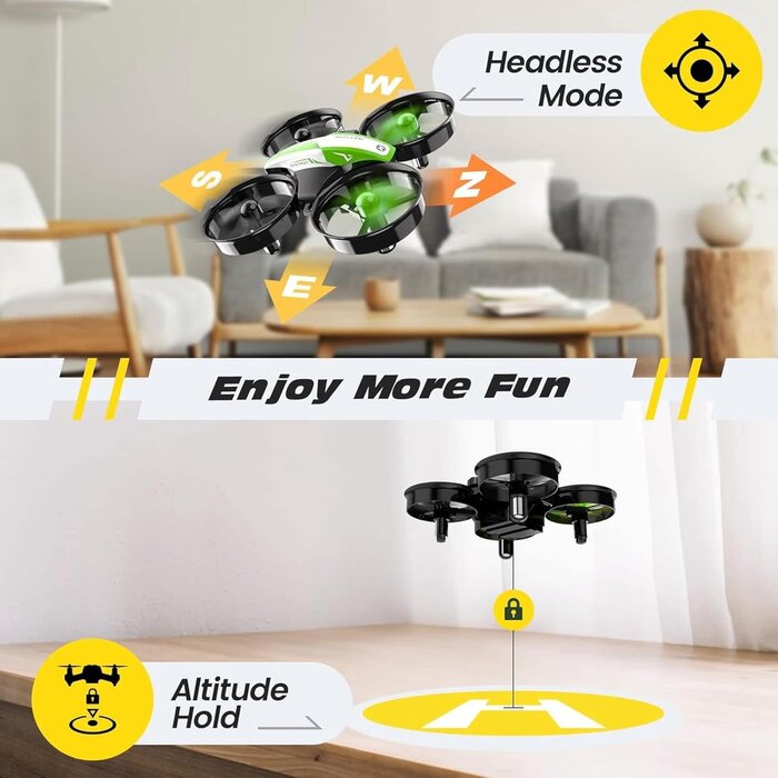 HS210-GRN - Holy Stone Mini Drone for Kids and Beginners, Indoor Outdoor Quadcopter Plane for Boys Girls with Auto Hover, 3D Flips, 3 Batteries, Headless Mode, Great Gift Toy for Boys and Girls, HS210 Green