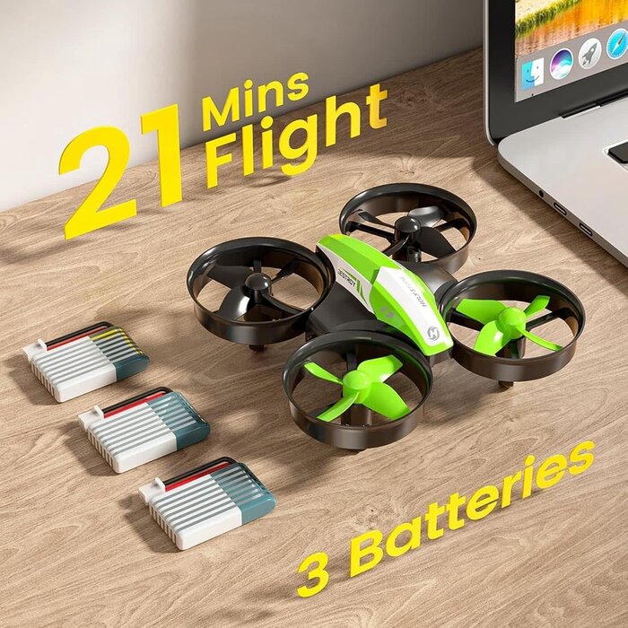 HS210-GRN - Holy Stone Mini Drone for Kids and Beginners, Indoor Outdoor Quadcopter Plane for Boys Girls with Auto Hover, 3D Flips, 3 Batteries, Headless Mode, Great Gift Toy for Boys and Girls, HS210 Green