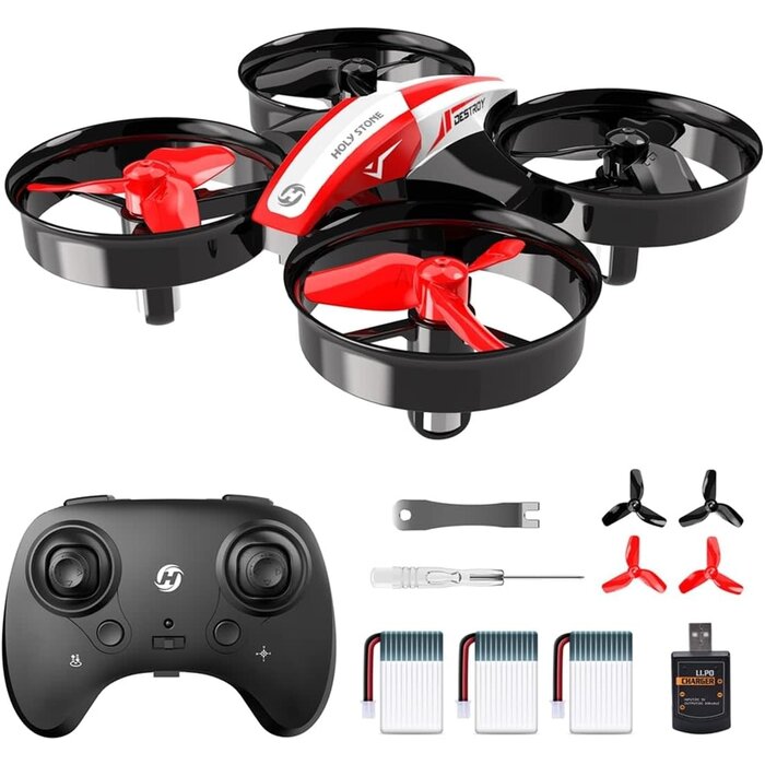 HS210-RED - Holy Stone Mini Drone for Kids and Beginners RC Nano Quadcopter Indoor Small Helicopter Plane with Auto Hovering, 3D Flips, Headless Mode and 3 Batteries, Great Gift Toy for Boys and Girls, HS210 Red