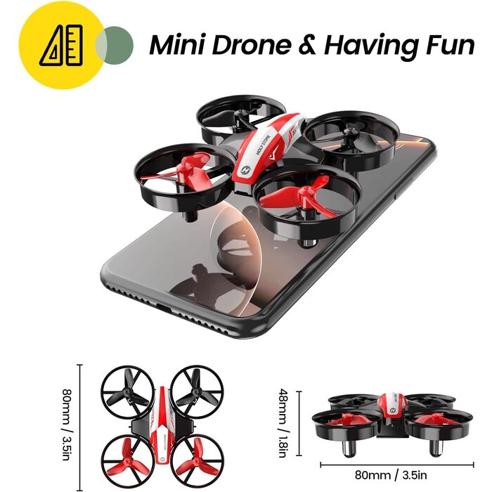 HS210-RED - Holy Stone Mini Drone for Kids and Beginners RC Nano Quadcopter Indoor Small Helicopter Plane with Auto Hovering, 3D Flips, Headless Mode and 3 Batteries, Great Gift Toy for Boys and Girls, HS210 Red