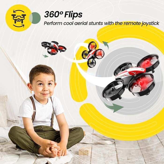 HS210-RED - Holy Stone Mini Drone for Kids and Beginners RC Nano Quadcopter Indoor Small Helicopter Plane with Auto Hovering, 3D Flips, Headless Mode and 3 Batteries, Great Gift Toy for Boys and Girls, HS210 Red