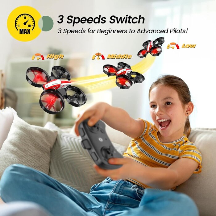 HS210-RED - Holy Stone Mini Drone for Kids and Beginners RC Nano Quadcopter Indoor Small Helicopter Plane with Auto Hovering, 3D Flips, Headless Mode and 3 Batteries, Great Gift Toy for Boys and Girls, HS210 Red