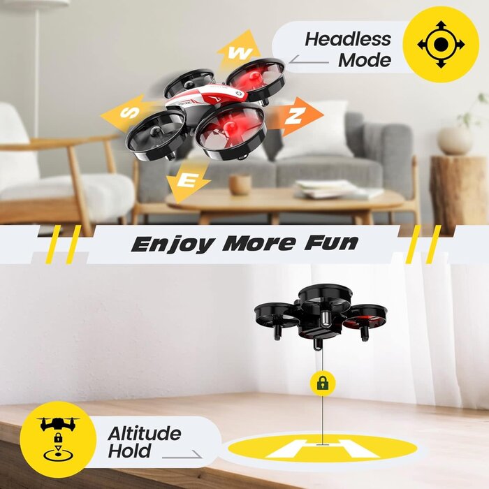 HS210-RED - Holy Stone Mini Drone for Kids and Beginners RC Nano Quadcopter Indoor Small Helicopter Plane with Auto Hovering, 3D Flips, Headless Mode and 3 Batteries, Great Gift Toy for Boys and Girls, HS210 Red