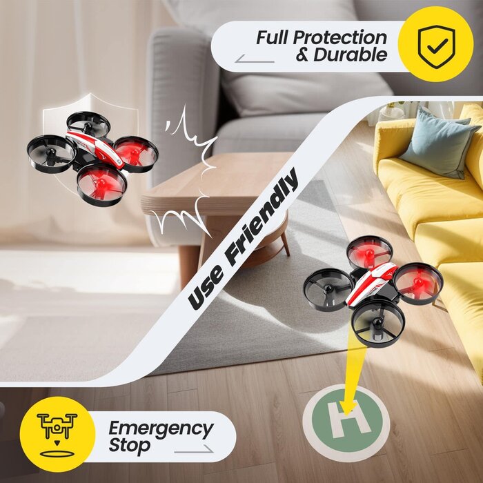 HS210-RED - Holy Stone Mini Drone for Kids and Beginners RC Nano Quadcopter Indoor Small Helicopter Plane with Auto Hovering, 3D Flips, Headless Mode and 3 Batteries, Great Gift Toy for Boys and Girls, HS210 Red