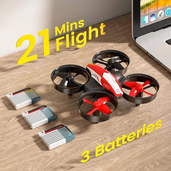 HS210-RED - Holy Stone Mini Drone for Kids and Beginners RC Nano Quadcopter Indoor Small Helicopter Plane with Auto Hovering, 3D Flips, Headless Mode and 3 Batteries, Great Gift Toy for Boys and Girls, HS210 Red