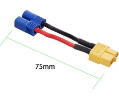 ZHOFONET EC3/M-XT60/F - ZHOFONET EC3 Male to XT60 Female Connector Adapter, XT60-EC3 Extension Cable, RC Battery Adapter with 5cm 16AWG Silicone Wire for LiPo Battery Micro FPV Drone