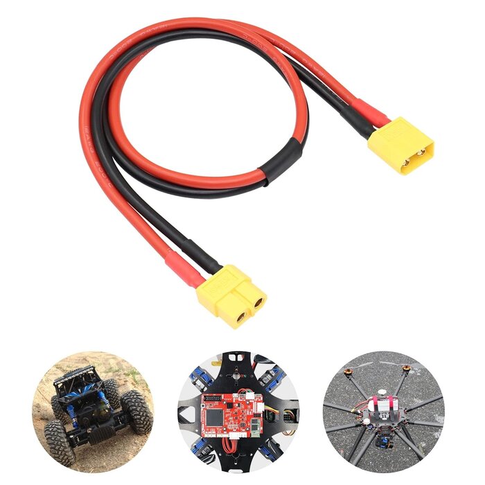 XT60/M-XT60/F - RIIEYOCA XT60 Male to XT60 Female Connector with 0.5m 12AWG Silicon Wire for RC Lipo Battery FPV Drone