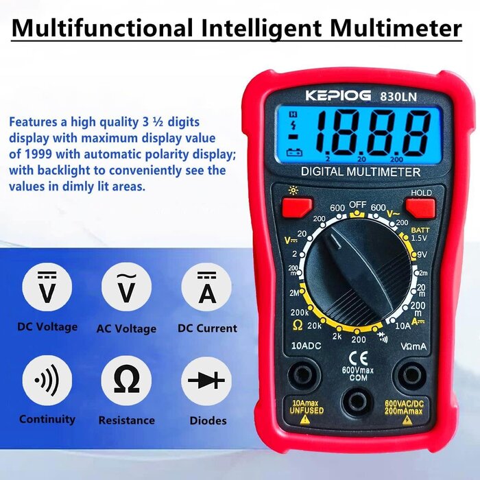 KEPIOG-15-IN-1-KIT - KEPIOG Soldering Iron Kit, 80W Electric Solder Iron, Adjustable Temperature (180°C- 500°C, With Multimeter, Magnifier Welding Helping Hand, Heat shrink tubing, Solder Wire, Desoldering Pump