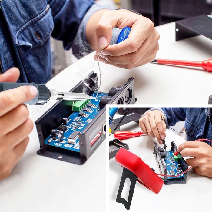 KEPIOG-15-IN-1-KIT - KEPIOG Soldering Iron Kit, 80W Electric Solder Iron, Adjustable Temperature (180°C- 500°C, With Multimeter, Magnifier Welding Helping Hand, Heat shrink tubing, Solder Wire, Desoldering Pump