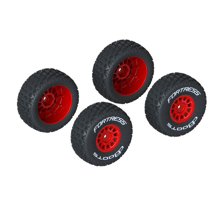 Arrma ARA550116 -  In Stock  dBoots 'FORTRESS' Tire Set Glued, Red (2 Pairs) 1/16 MOJAVE GROM