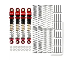 INJORA SCX24-27RB-4 - INJORA 43mm Aluminum Threaded Double Barrel Shocks Dampers for Axial SCX24, Red